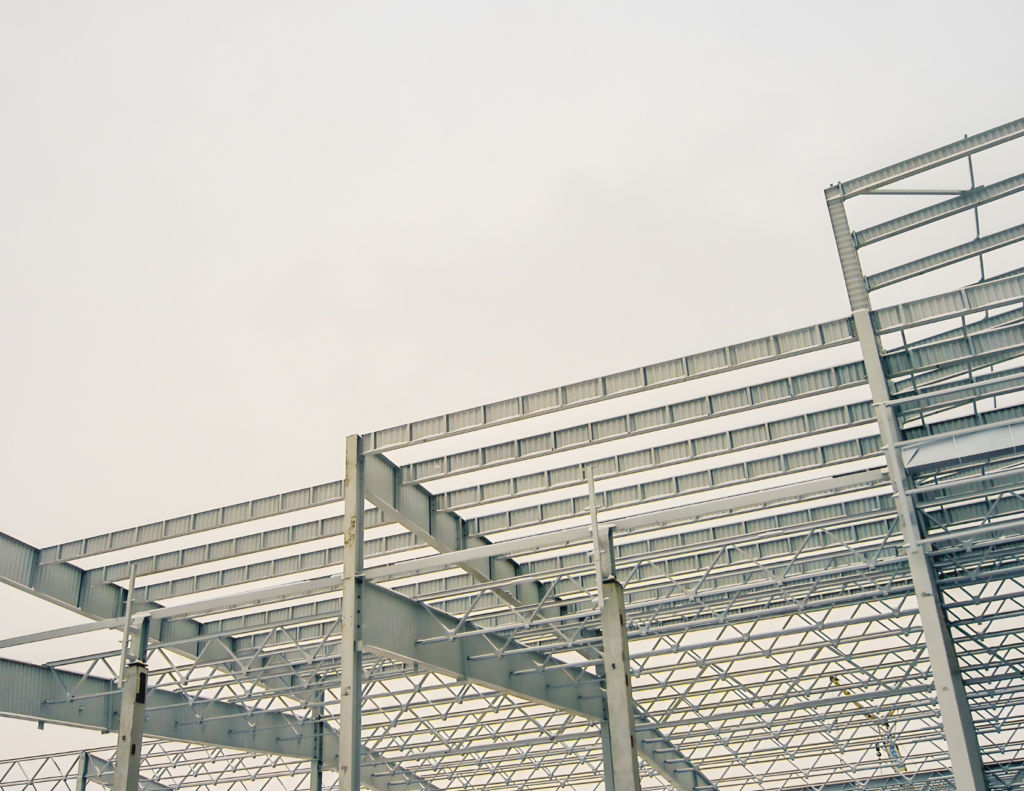 Commercial steel building structure built using high-quality commercial steel fabrication and installation.